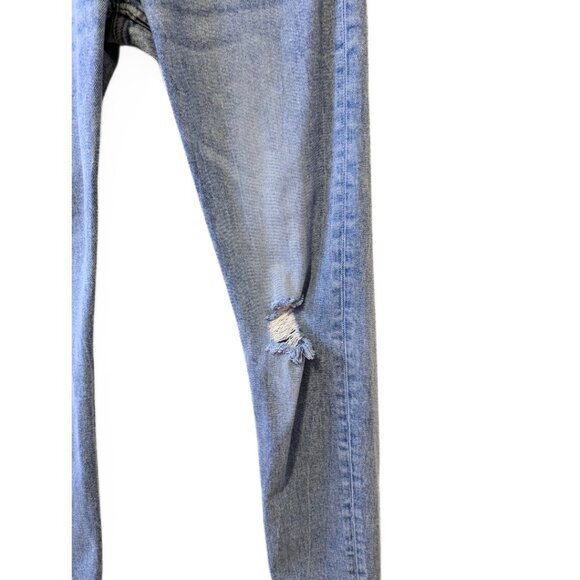 Womens Bootlegger Medium Wash Denim Blue Jeans High Waisted Distressed Size 30 - Picture 7 of 9